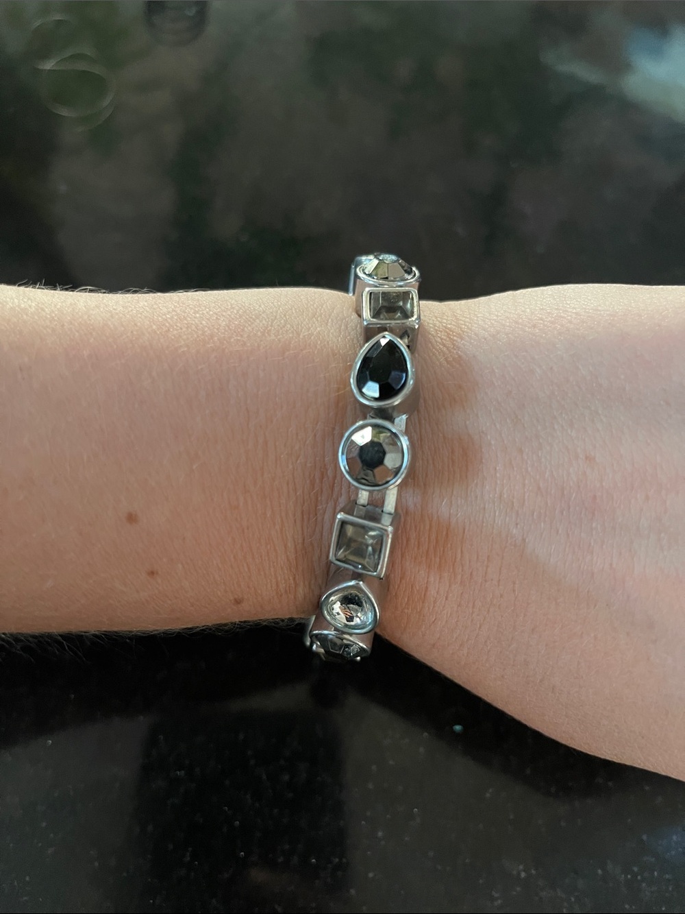 Handheld Black Crystal Accent Women's Bracelet with easy magnet closure - Picture 2 of 3